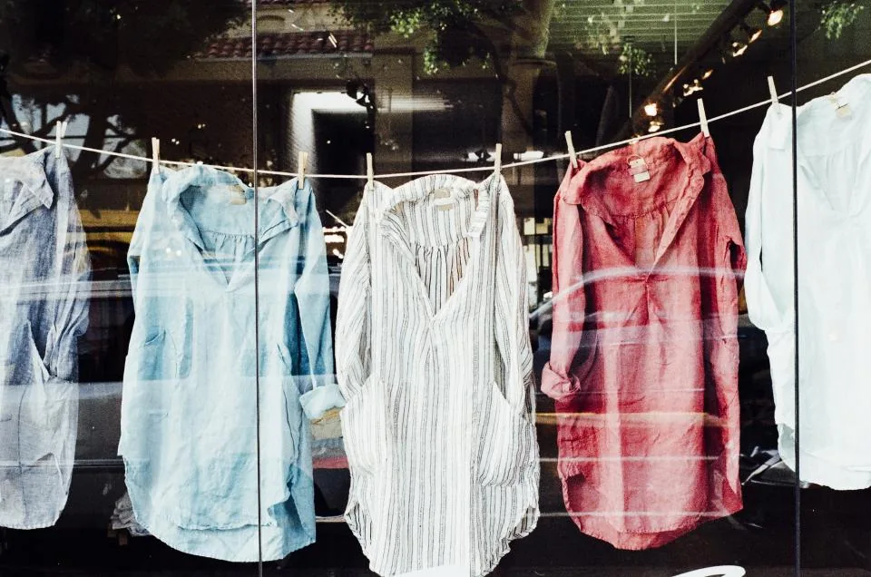 Shirts hanging on a line
